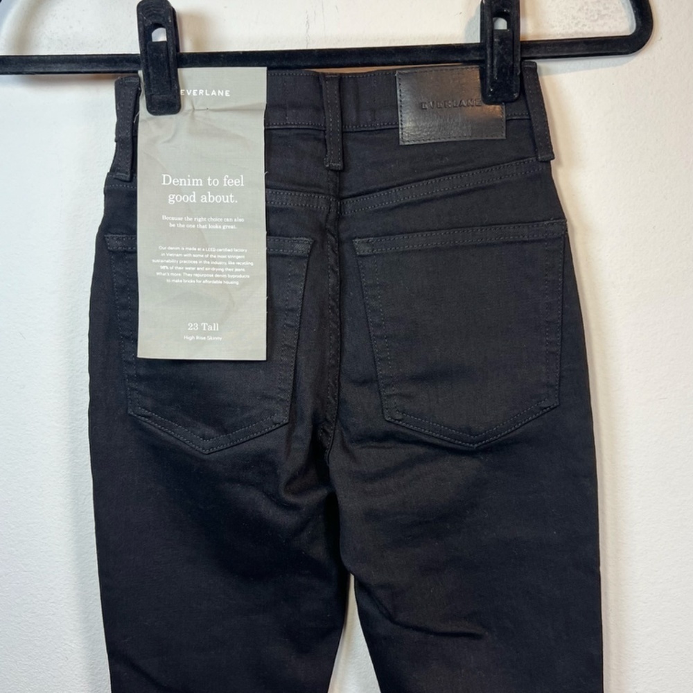 Everlane High Rise Skinny Jeans Black Denim Stretch Classic NEW Women's 23 Tall - Picture 10 of 14